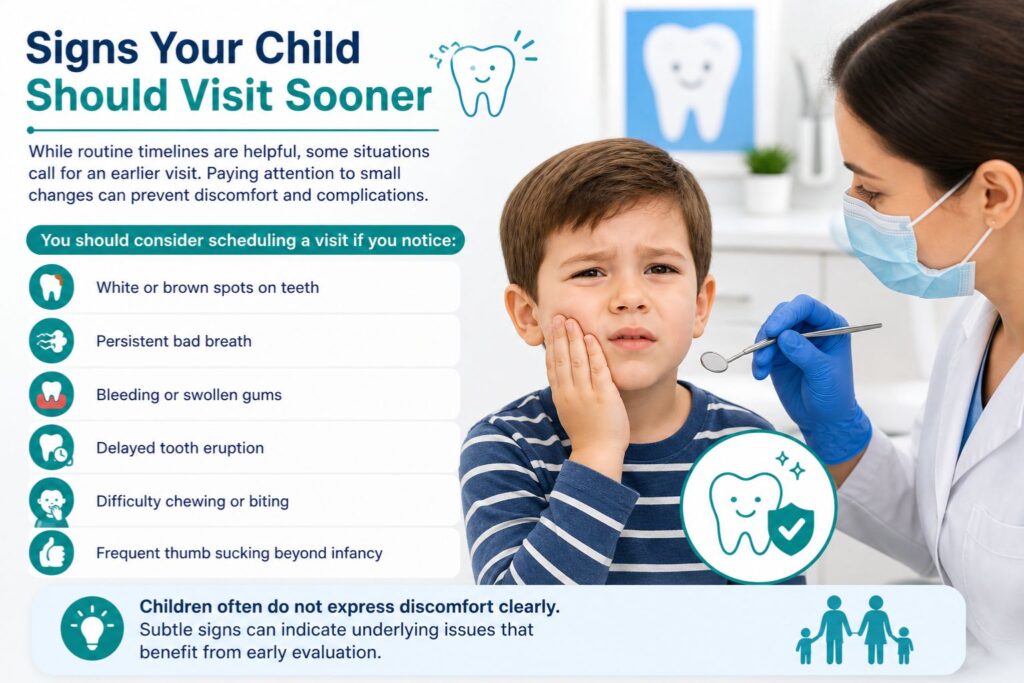 signs your child should visit sooner to a dental clinic